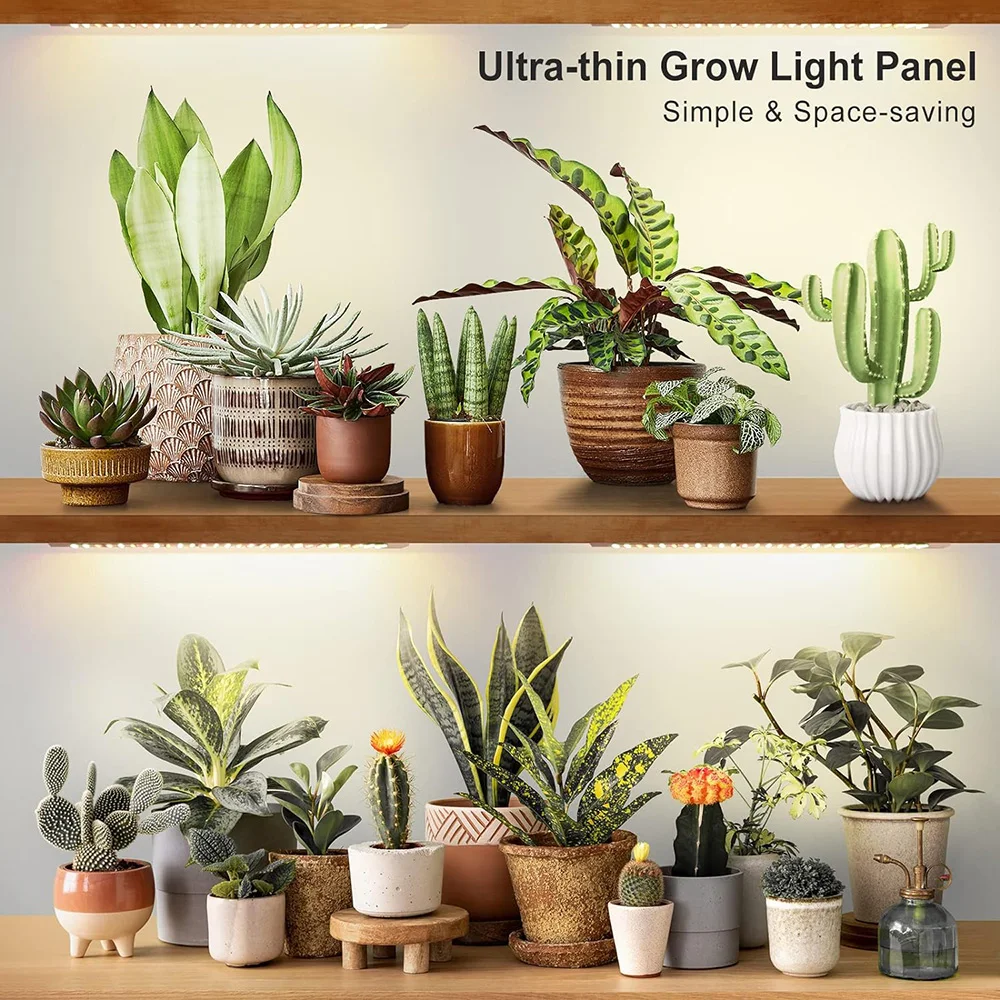 LED Grow Panel Light Ultra-thin Full Spectrum Dimmable Timer Plant Lights Under Cabinet Growing Lamp for Indoor Plants Rack