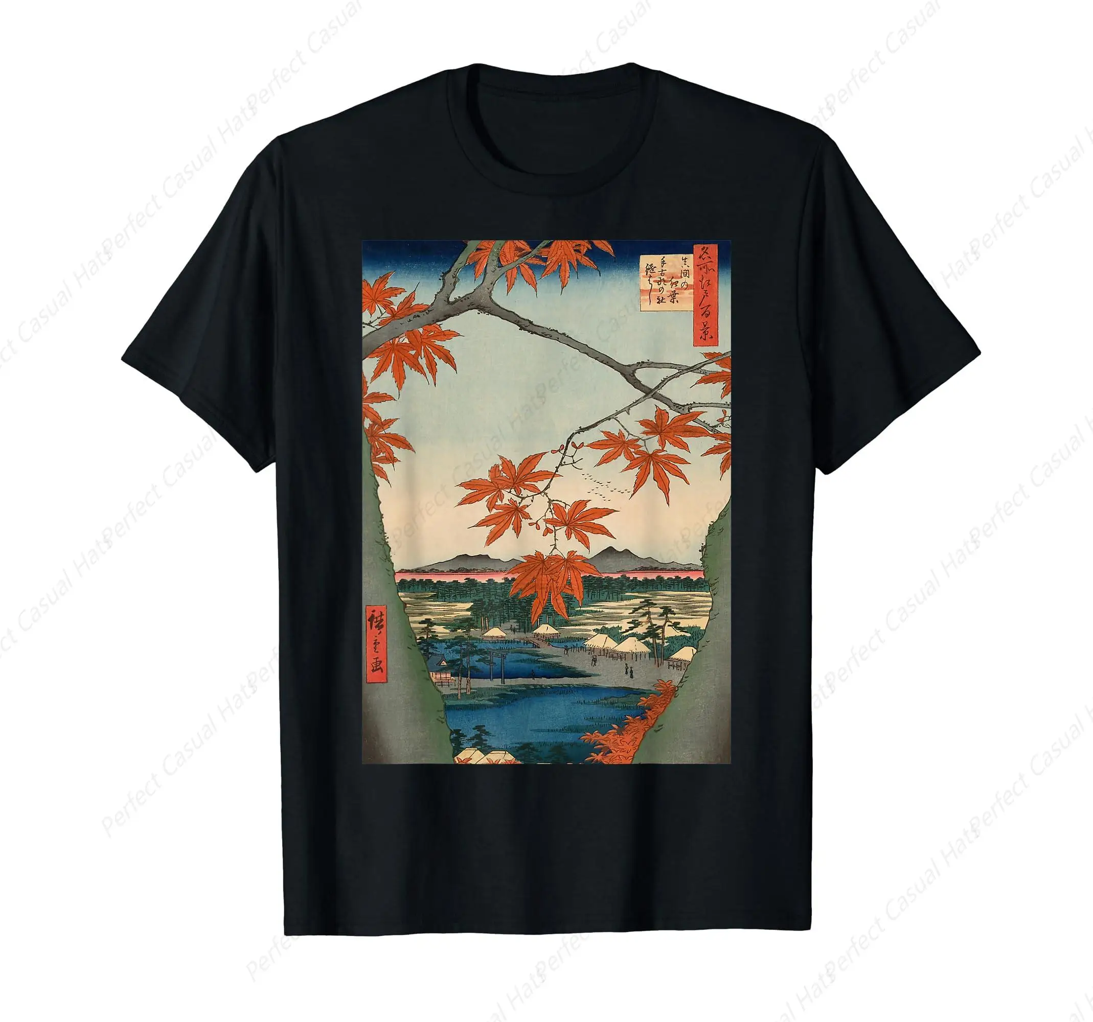 Vintage Maple Trees Autumn Momiji Japanese art Landscape in Japan  Men Women Traveler T-Shirt High Quality Cotton Tees Top