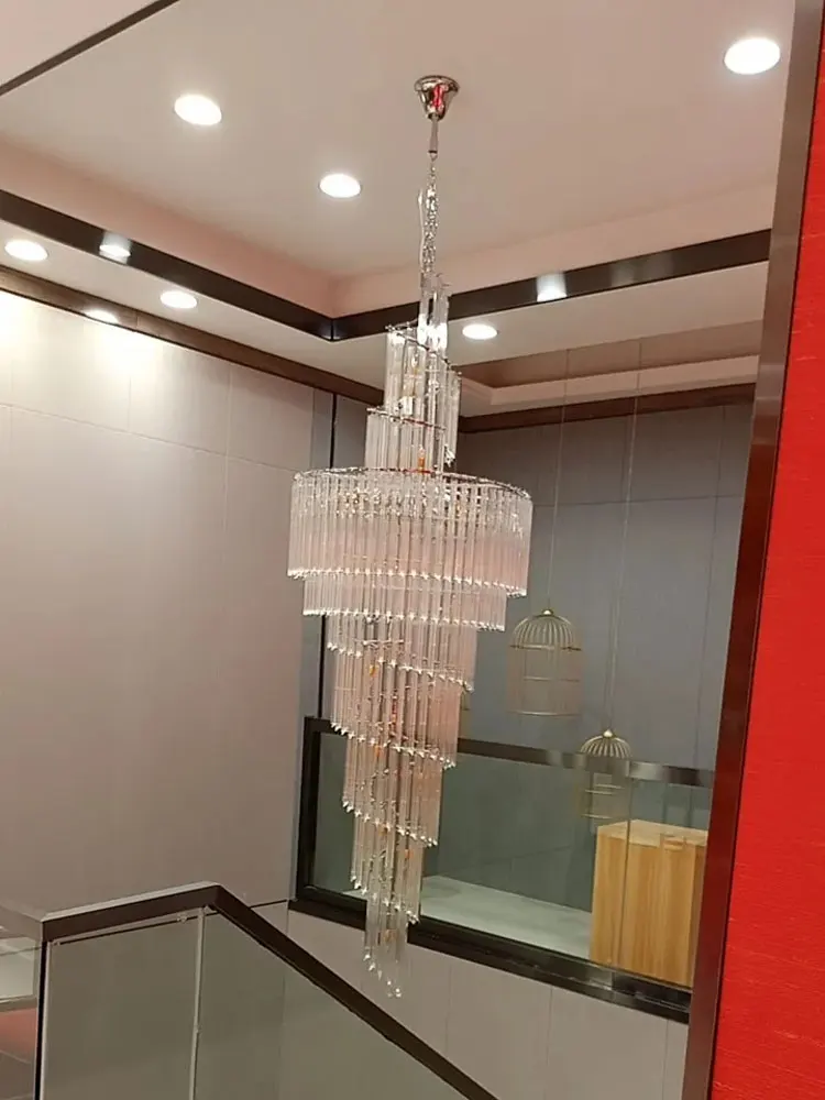 Modern Crystal Chandelier Chrome Gold Ceiling Pendent Lamp For Living Room Lobby Hotel Lobby Home Decorations Lustres Droplight