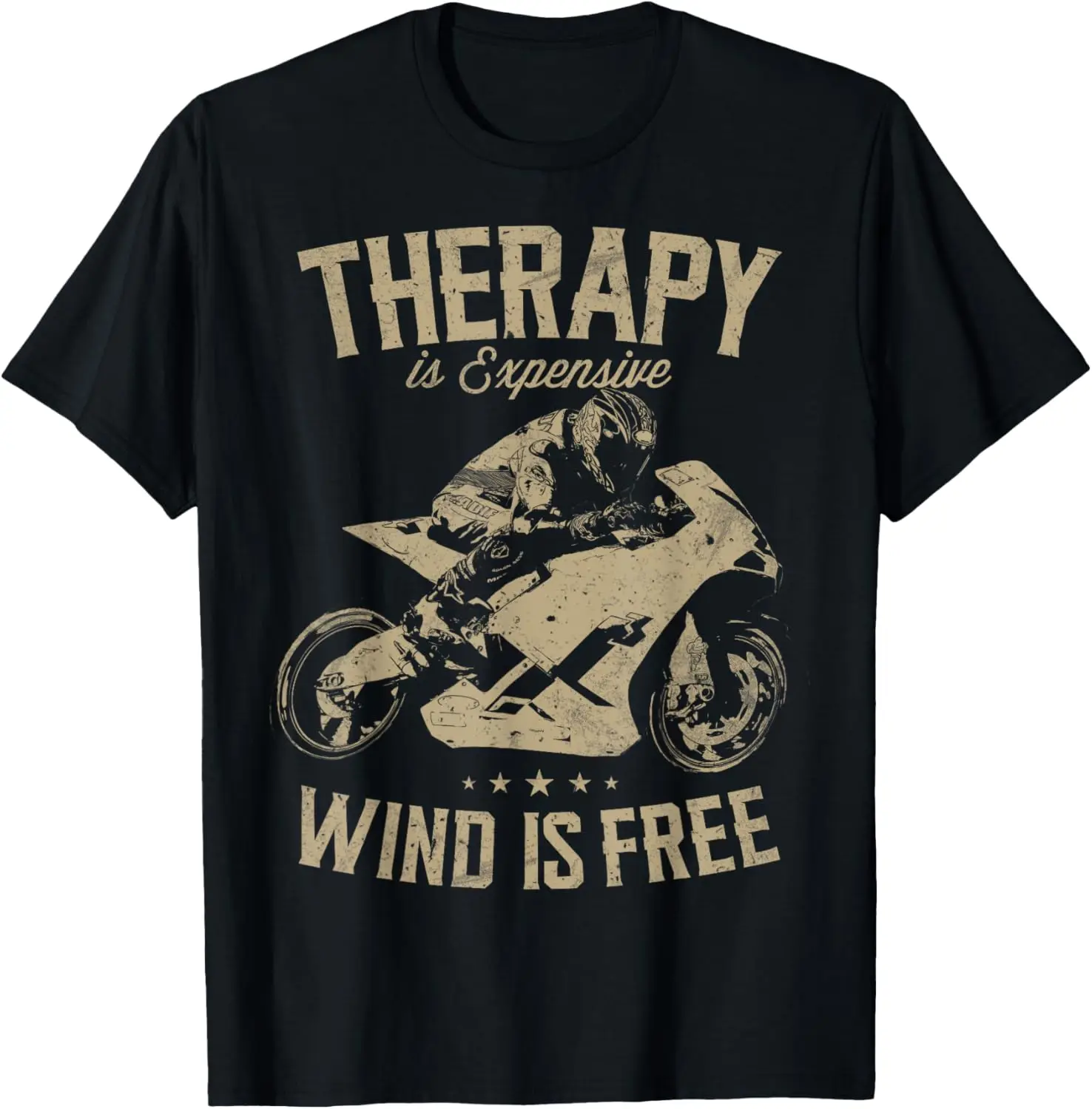 Riders Therapy Is Expensive Motorcycle Lovers T-Shirt 100% Cotton Trendy Y2K Short-Sleeve Tee-Soft, Quick-Drying,