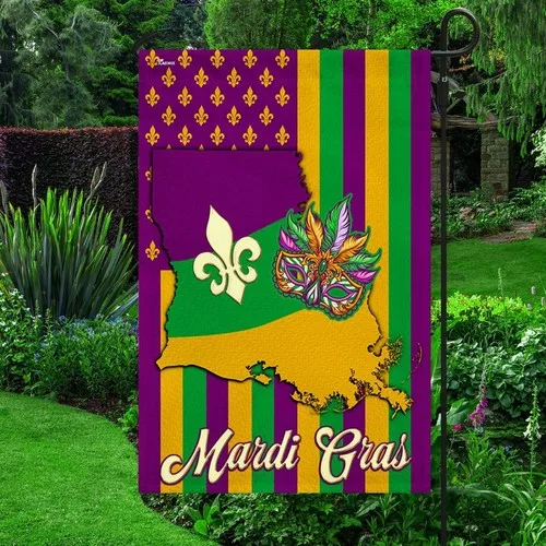 Louisiana Mardi Gras Masquerade Beads Mask Double-sided Garden Flag Decor Gift ZZO EEZ