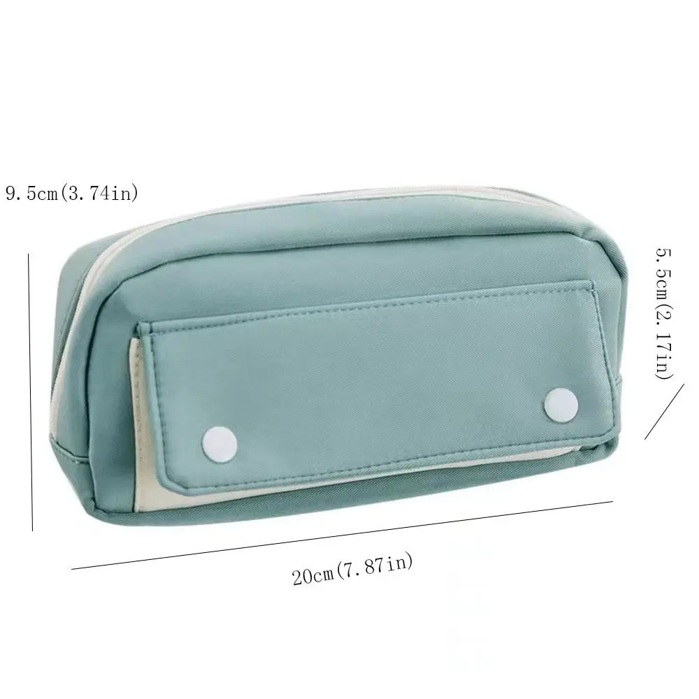 Large Capacity Student Pencil Case Flip Style Morandi Color Simple Pencil Pouch Press Button Canvas Gel Pen Organizer Kids