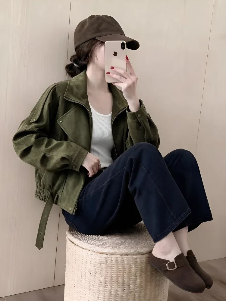 Retro Short Jacket Women's Zipper Biker Style Autumn New Small Size Cool Jacket Trendy Commute Style Polyester Fiber Long Sleeve