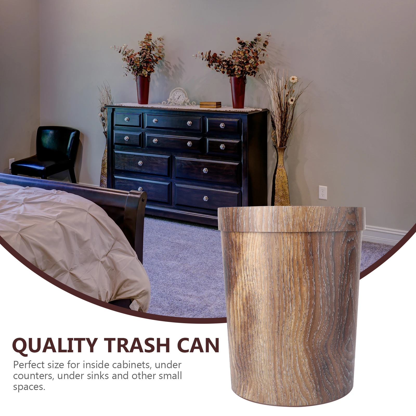 

Retro Trash Can Kitchen with Lid Room Garbage Country Decor Brown Bedroom Cans Living Bin Wastebasket Office
