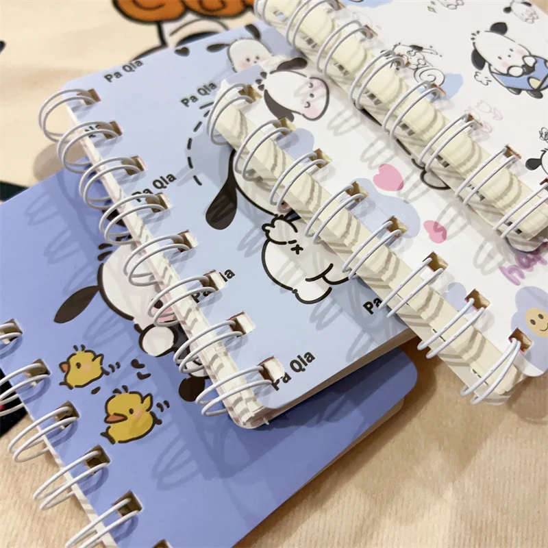 4Pcs Sanrio Pochacco Cartoon Coil Book Pocket Notebook Cartoon Exercise Book Stationery Student Supplies Kids Toys Gift For Girl