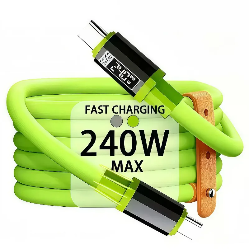 Cabo de dados de telefone de 240 W em estoque, carregamento rápido inteligente, carregamento rápido de alta potência, compatível com Apple, Huawei e USB-C
