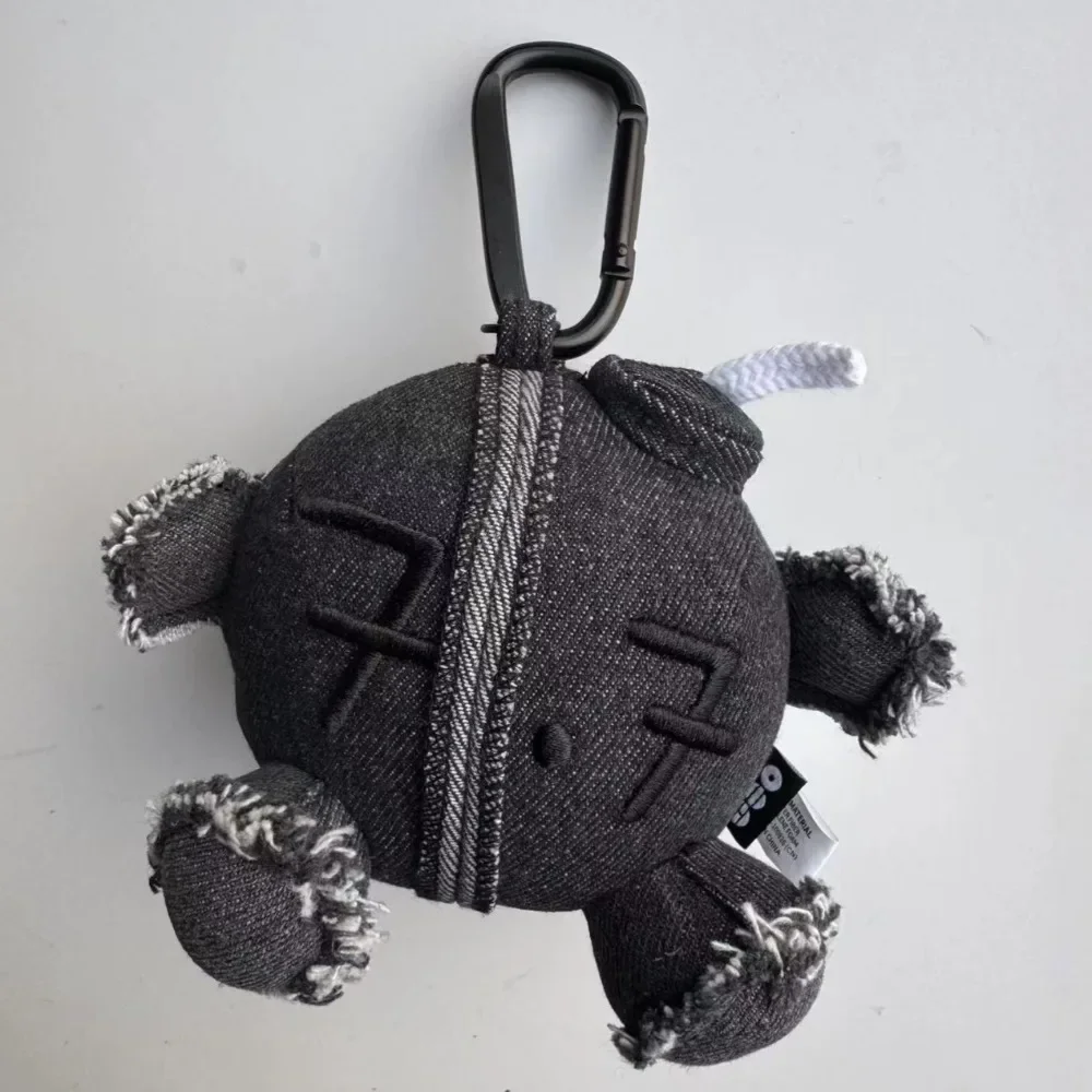 Aesthetic Distressed Denim Plush Keychain Unique Bag Charm Cool Edgy Streetwear Backpack Accessory For Kpop Fans Goth Teens