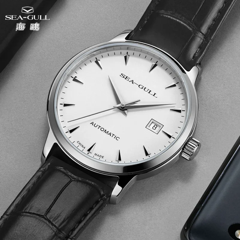

Оригинальные мужские часы Seagull, роскошные сапфировые мужские деловые деловые часы с календарем, автоматические механические часы, подарок на день рождения для мужчин