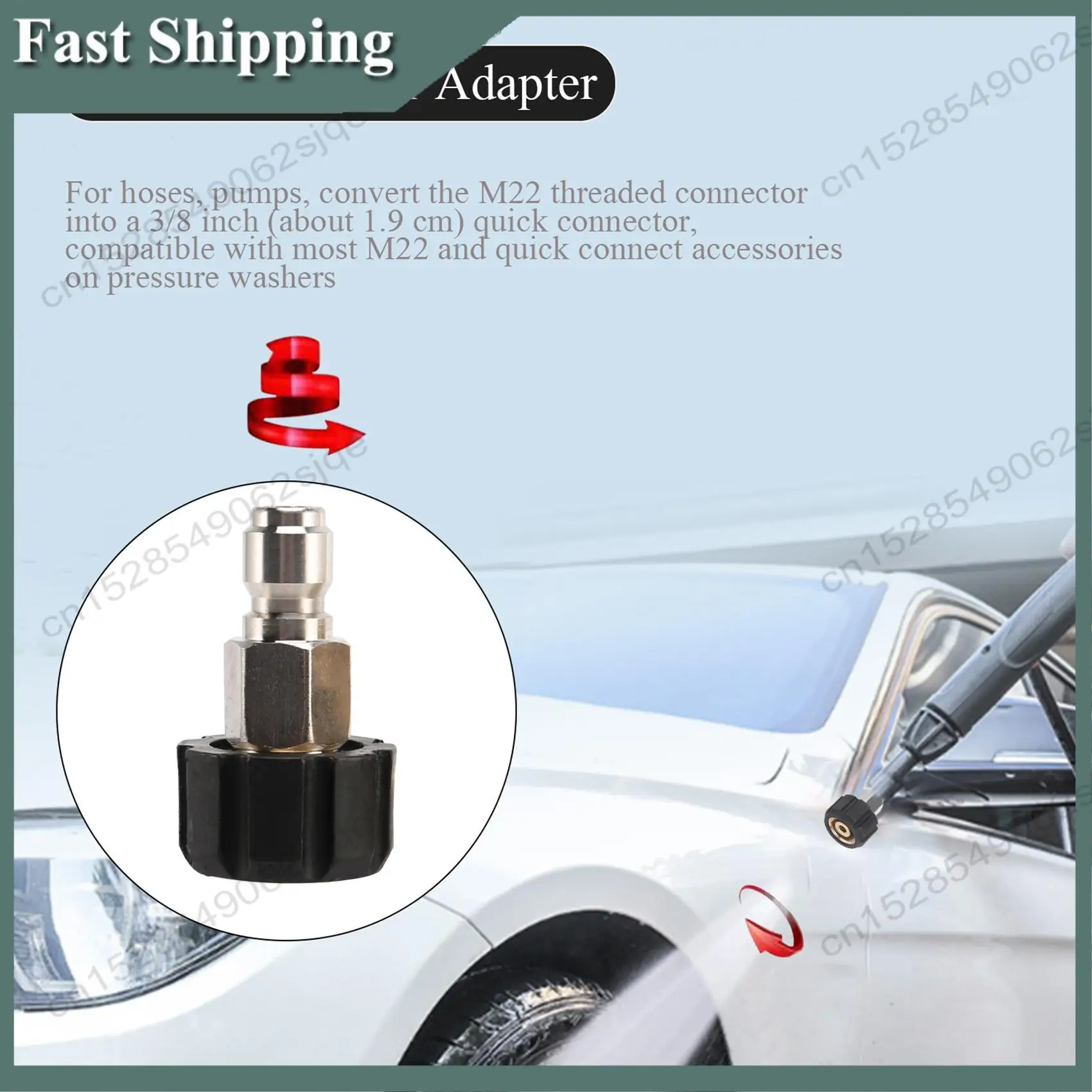 

-ABKM High Pressure Washer Adapter Set Quick Connect Kit, Metric M22-15Mm, TWIS292