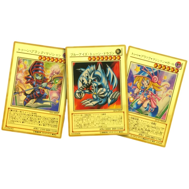 Yu Gi Oh Electroplated Mirror Gold Metal Card Dark Magician Blue-Eyes White Dragon Anime Game Characters Collection Cards