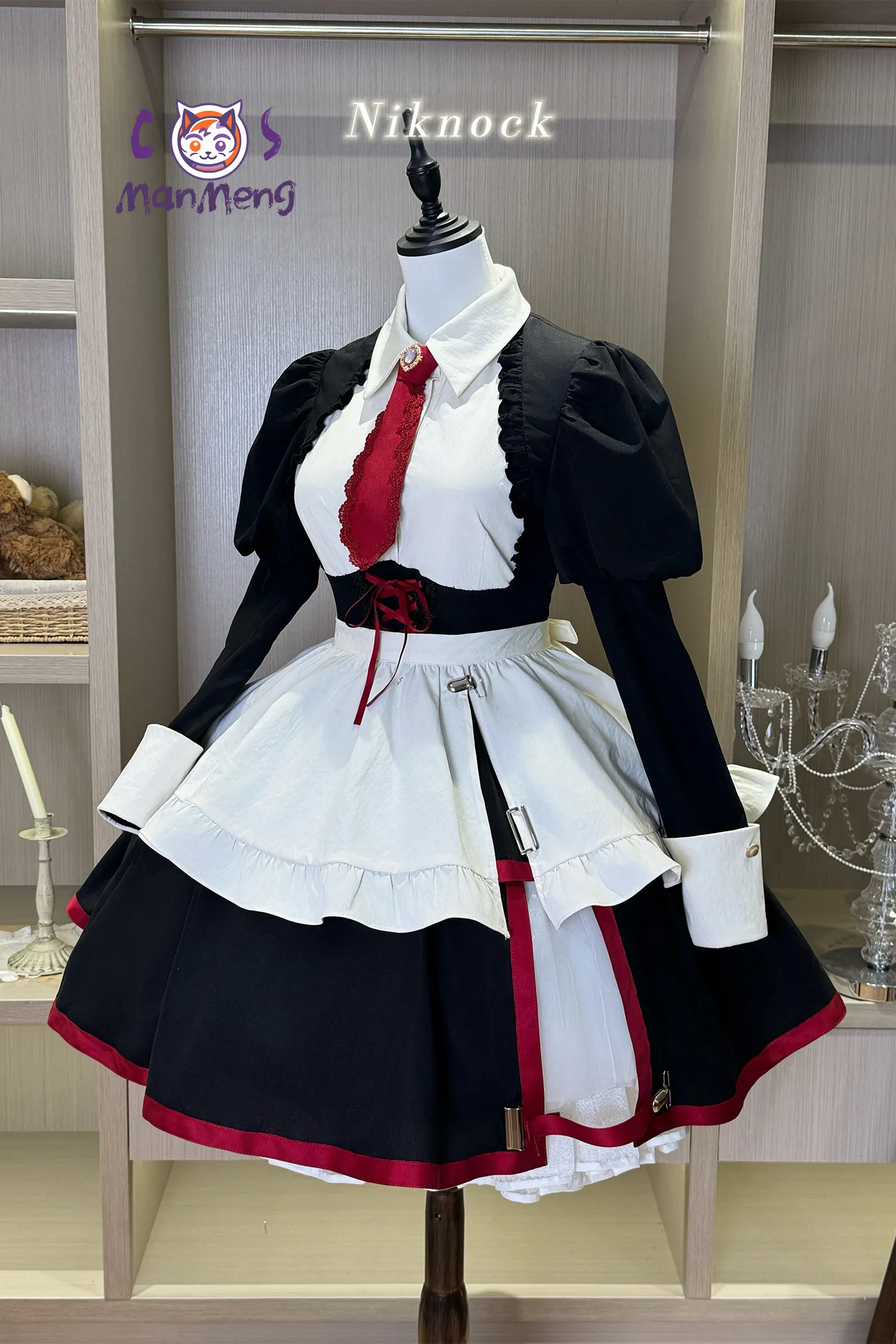 Game When they cry 3 Yasuda Sayo Syanon Cosplay Costume Women's Sweet Maid Uniform Headwear Wig Halloween Party Lolita Dress view 6