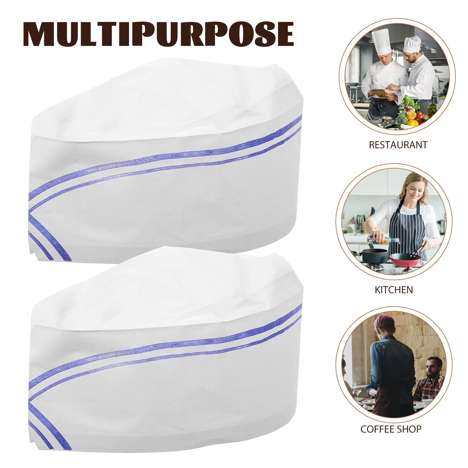 Chapeau de Chef jetable en papier épais, 40 pièces, pour chefs, boulanger, serveurs, respirant, confortable, adapté à diverses endroits de travail