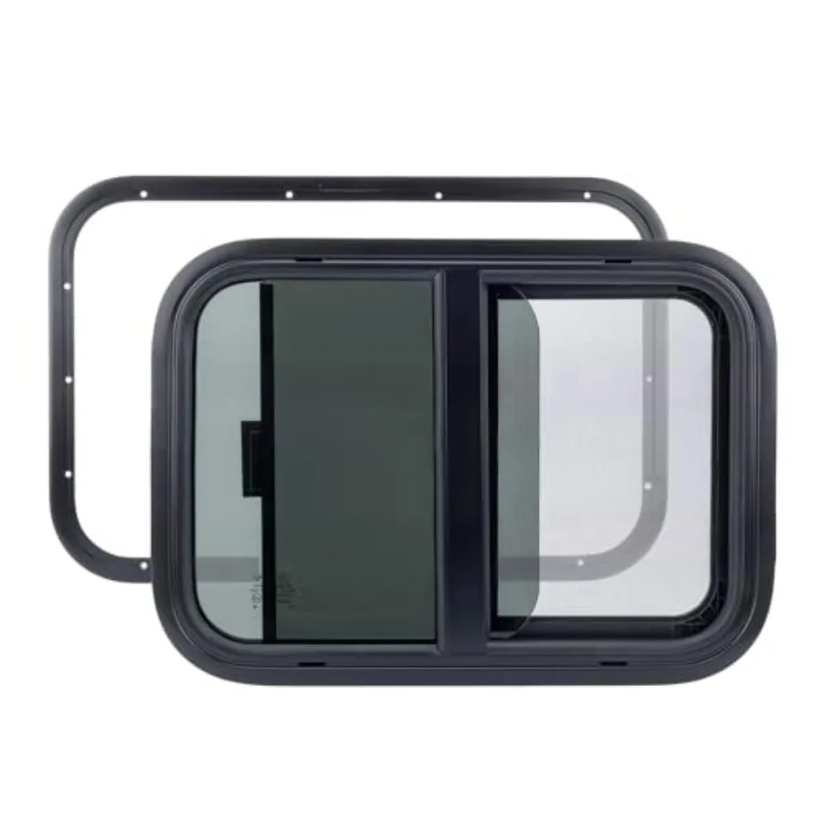 

Горизонтальное окно для прицепа-кемпера 24x20 дюймов с сеткой и декоративным кольцом, серебристое, для стен толщиной от 15/16 до 1-3/5 дюймов, DOT