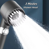 High Pressurized Filter Shower Head 3-mode Adjustable Spray With Massage Brush Rain Faucet Shower Set Bathroom Accessory