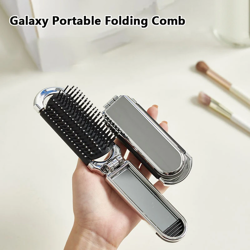 2023 New Mini Hairbrus Folding Massage Comb Head Massage Anti-Static Portable Travel Hair Brush Girl Hair Combs With Mirror