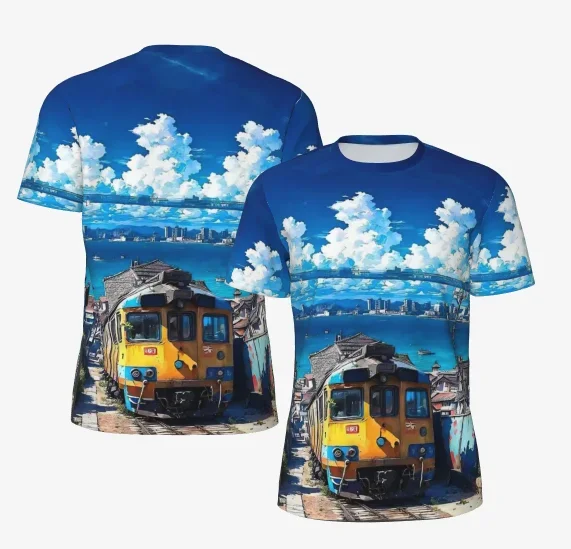 

2025 polyester fiber 3D printing Hayao Miyazaki style printed short-sleeved men's and women's quick-drying children's T-shirts