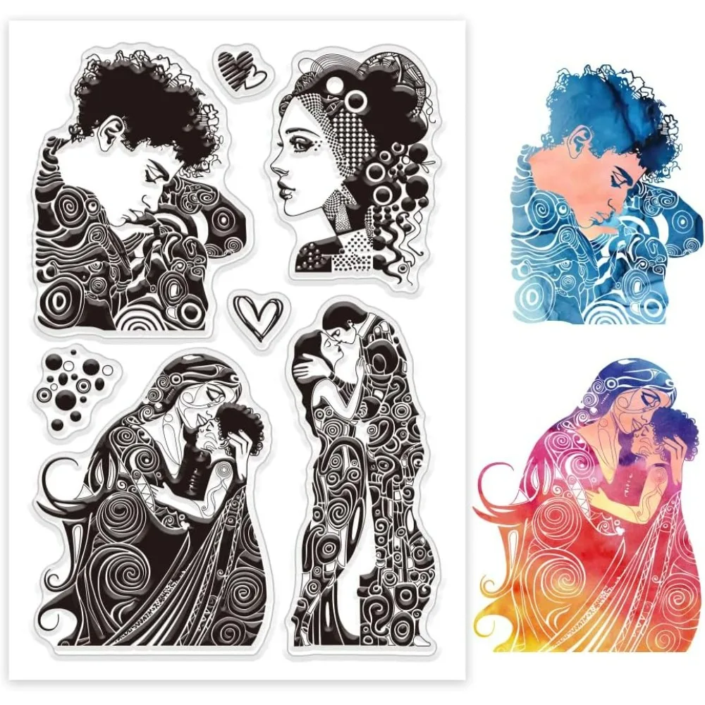 1pc Abstract Character Clear Stamps Lady Couple Silicone Clear Stamp Seals Mother and Son Man Transparent Stamps for DIY