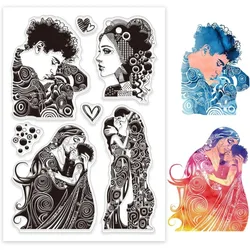 1pc Abstract Character Clear Stamps Lady Couple Silicone Clear Stamp Seals Mother and Son Man Transparent Stamps for DIY