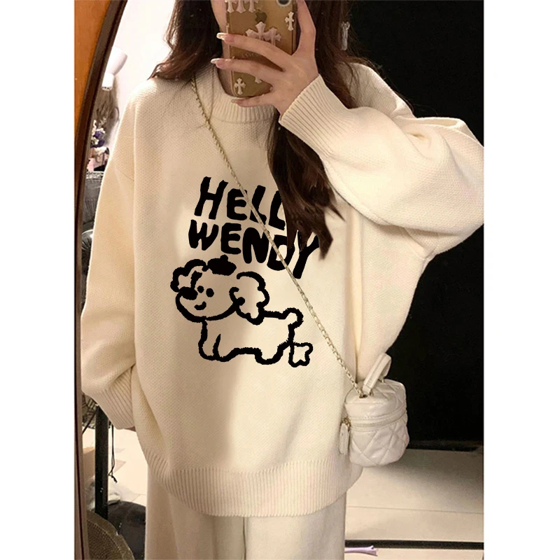 

Мягкий круглый свитер в стиле ретро в японском стиле Ne, женский свободный осенне-зимний свитер с героями мультфильмов INS, модный брендовый топ молочного абрикосового цвета