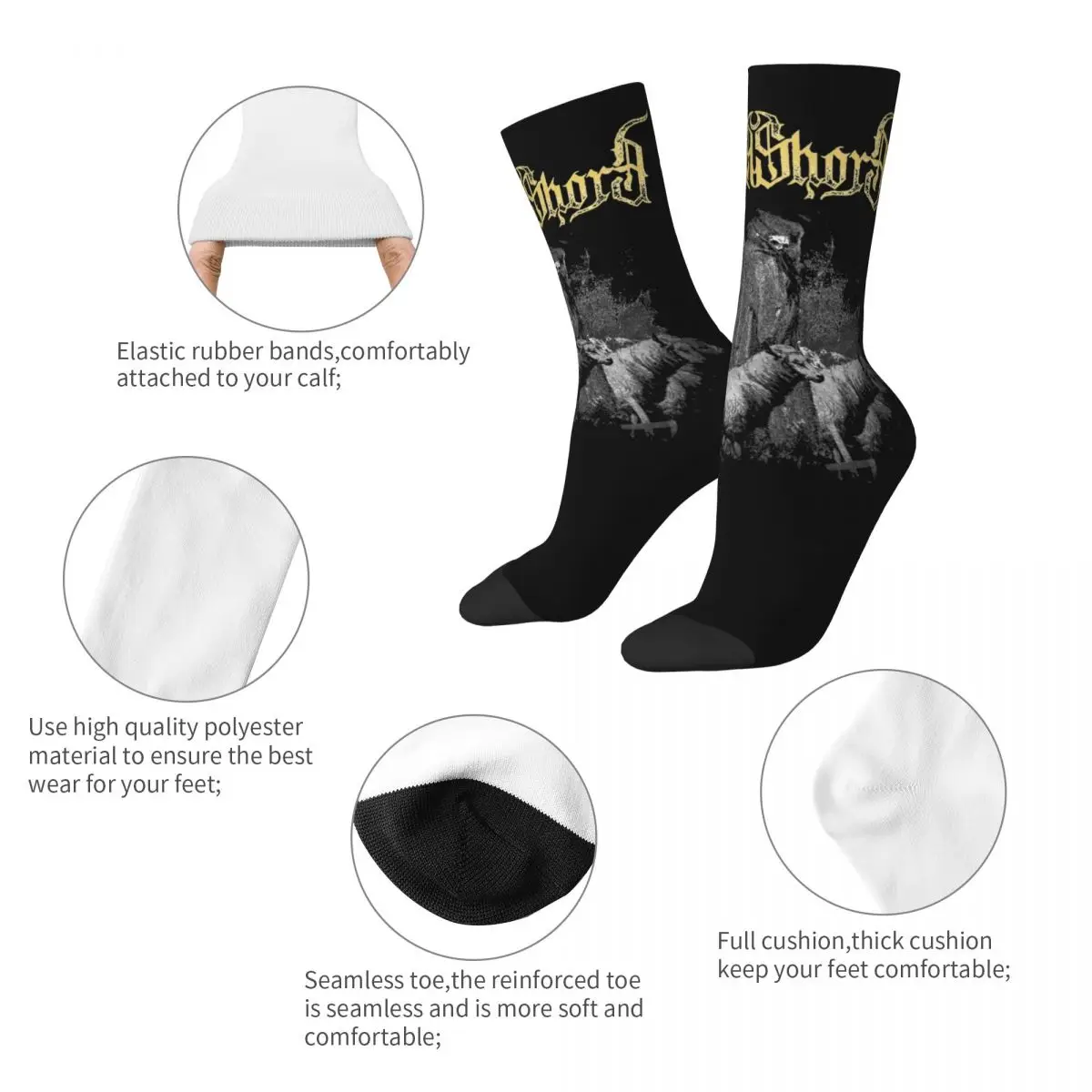 Autumn Winter Hip-hop Men's Women's Lorna Shore Music Socks Non-slip Crew Socks