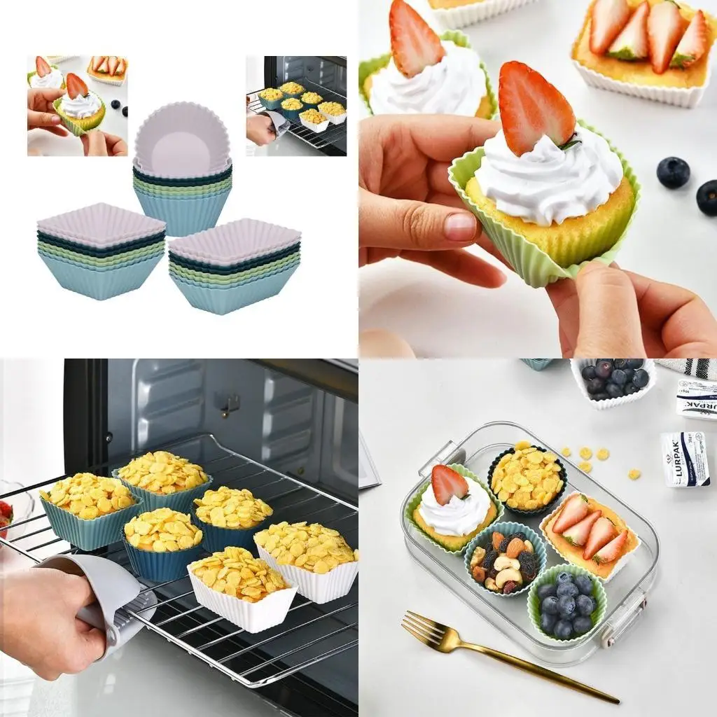 

G6KF 24 Piece Silicone Muffin Cups Baking Tools Cakes Reusable Silicone Cupcakes Baking Cups Nonstick Muffin Cupcakes Liner