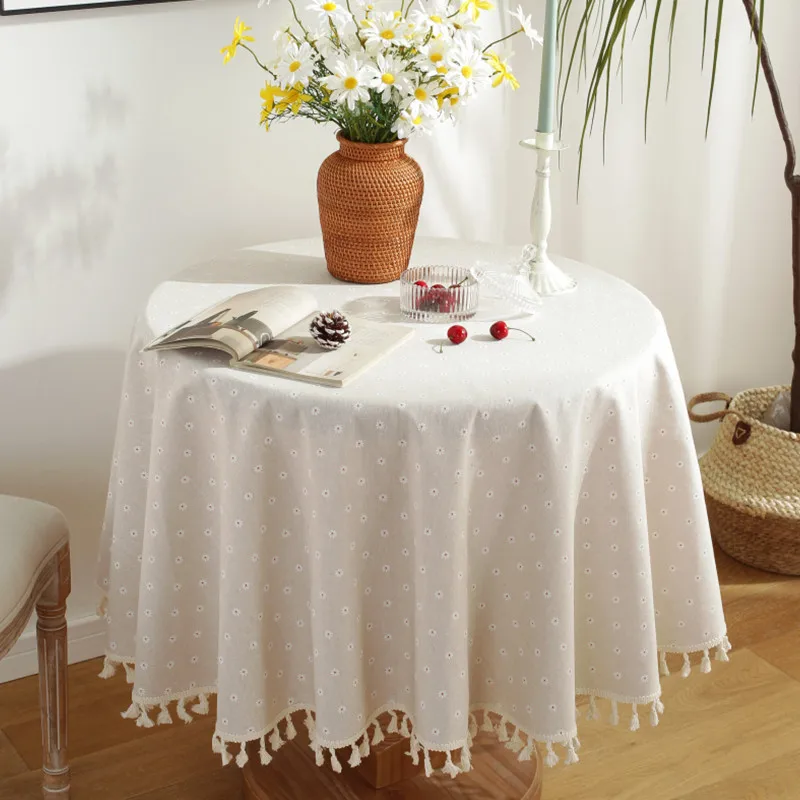 Printing Tassel Tablecloth Stain Resistant Dust-Proof Table Cover for Kitchen Tabletop Home Dining Table Decoration Accessories