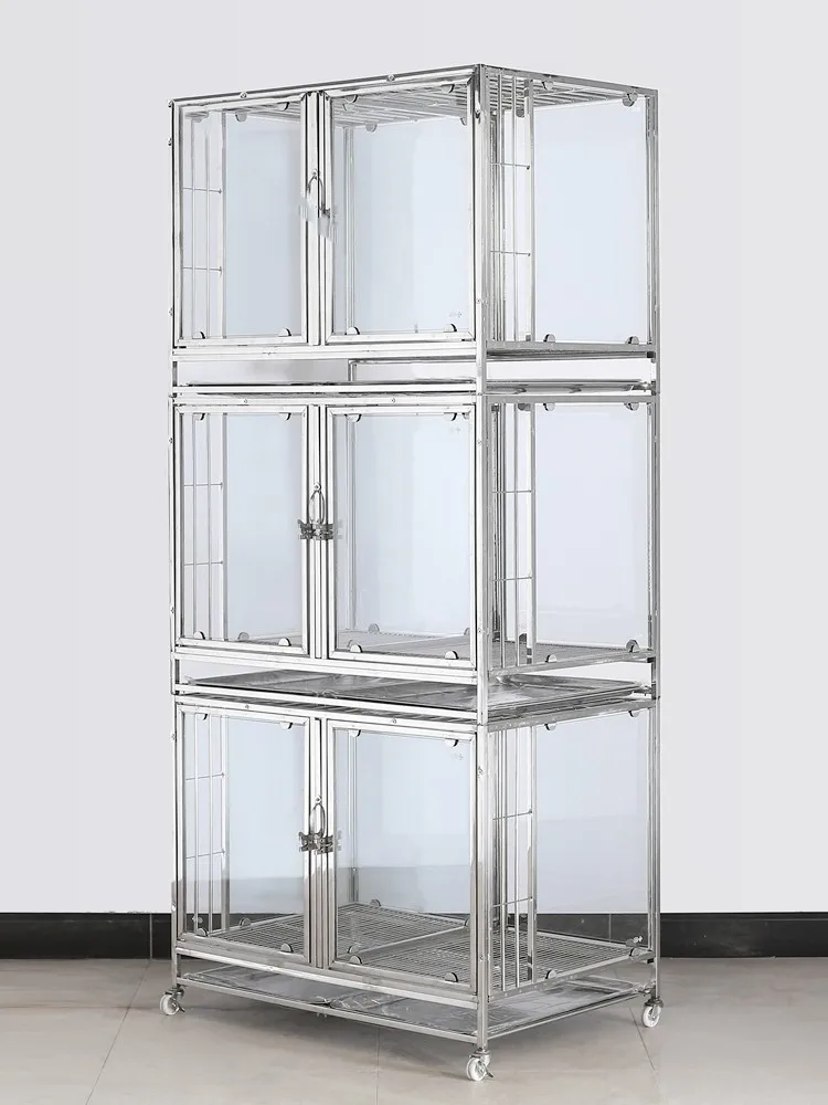 Stainless Steel Tempered Glass Dog Cage Teddy Pomeranian Small Dog universal Cage Mother Pet Store Display