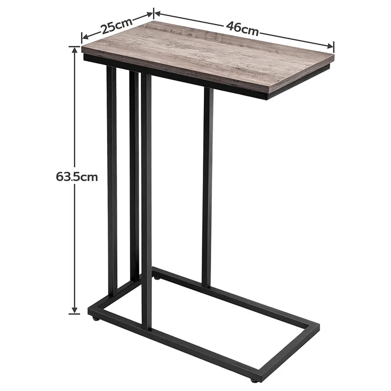 Iron C Shape Sofa Side Table Modern Minimalist Coffee Table with Wheels Movable Living Room End