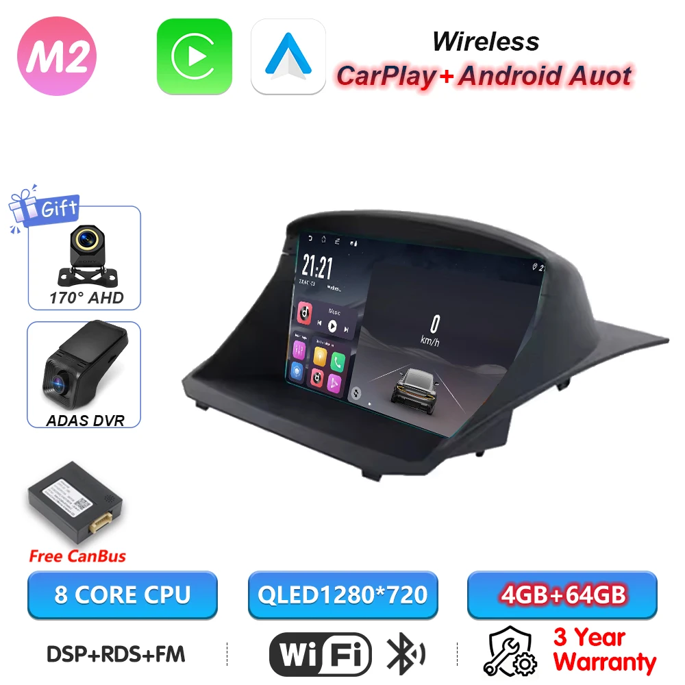 Android 16 Carplay Car Radio For Ford Fiesta MK7 2009 2010 2011 2012 2013 -2017 Multimedia Player Navigation Screen Wifi Stereo image 3