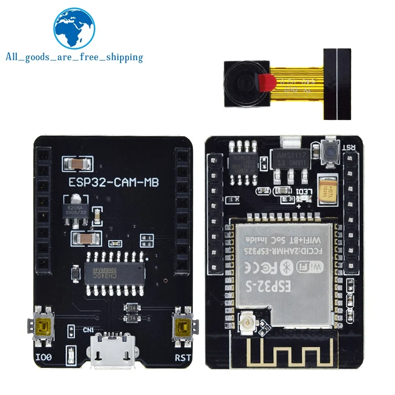 TZT ESP32-CAM-MB WIFI ESP32 CAM Bluetooth Development Board with OV2640 Camera MICRO USB to Serial Port CH340G Nodemcu