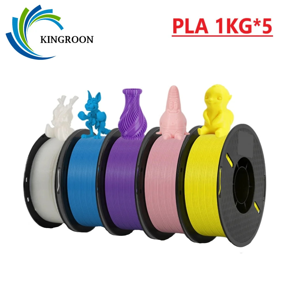 KINGROON 5KG PLA Filament 1.75mm 3D Printer Filament Neatly Wound Colorful PLA Plastic 3D Filaments for Most FDM 3D Printer