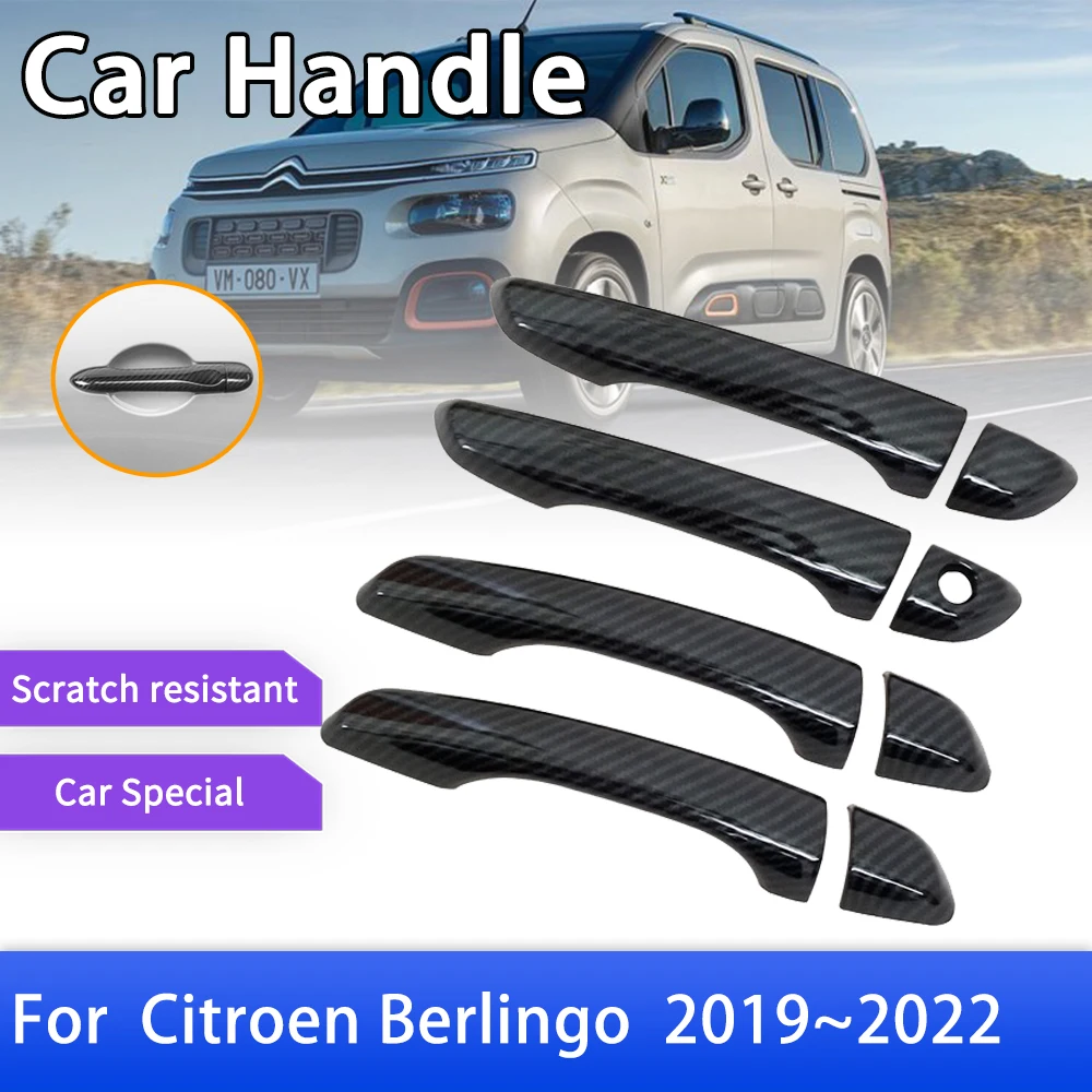 

Carbon Fiber Door Handle Cover Trim for Citroen Berlingo K9 2019 2020 2021 2022 Peugeot Partner Rifter Car Accessories Stickers