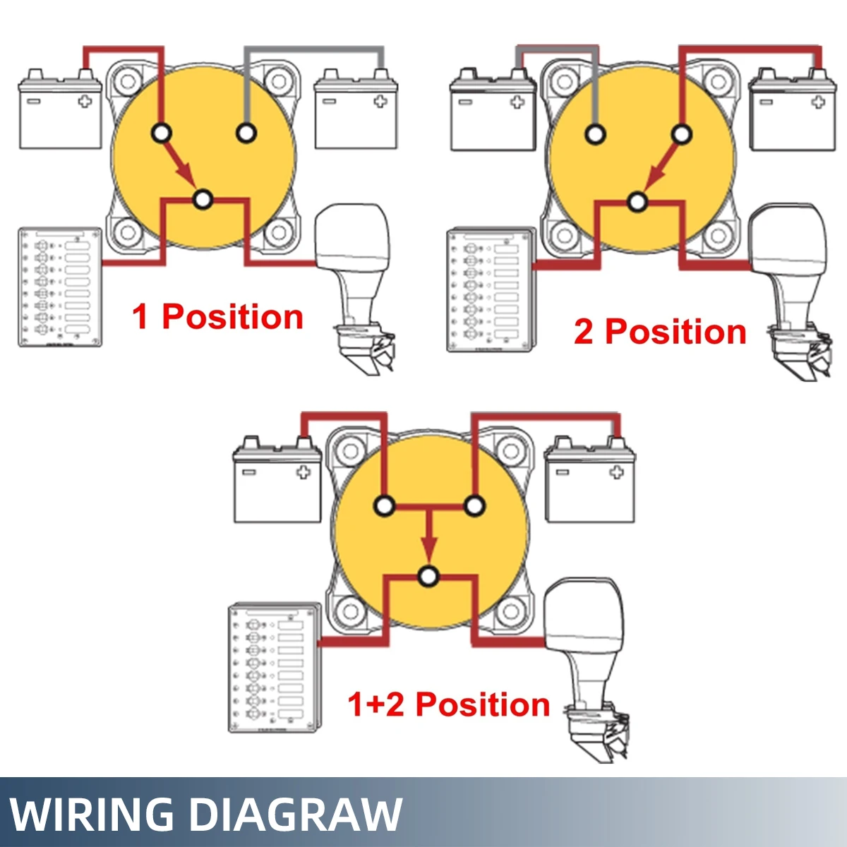 2/3/4 Position M-Series Mini Switch Cut Single Dual On/Off Marine Boat 12-48V 100-300A Battery Switch Isolator Disconnect Rotary