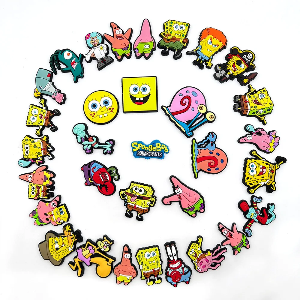 32pcs/set DIY Shoe Charms SpongeBob SquarePants PVC Decorations Fit for Bubble Slides Sandals image 6
