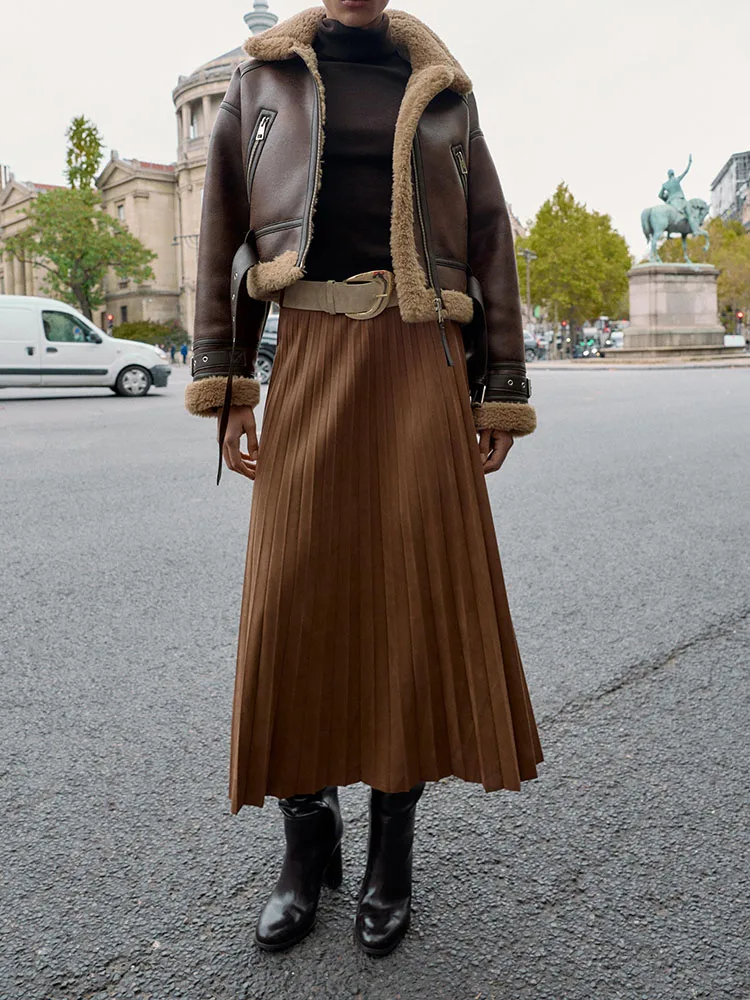 Winter 2025, neuer Damen-Midirock mit Samtstruktur und Gürtel, ethnisches Bühnenkostüm, faionable Ele Damenhose