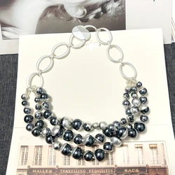 French Vintage Pearl Choker Necklace for Female,  Retro Multi-layer Clavicle Chain  Pearls, Longer One