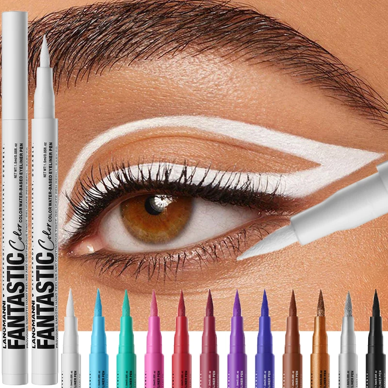 Delineador líquido fosco roxo escuro vermelho, maquiagem branca, secagem rápida, à prova d'água, lápis de longa duração, 12 cores