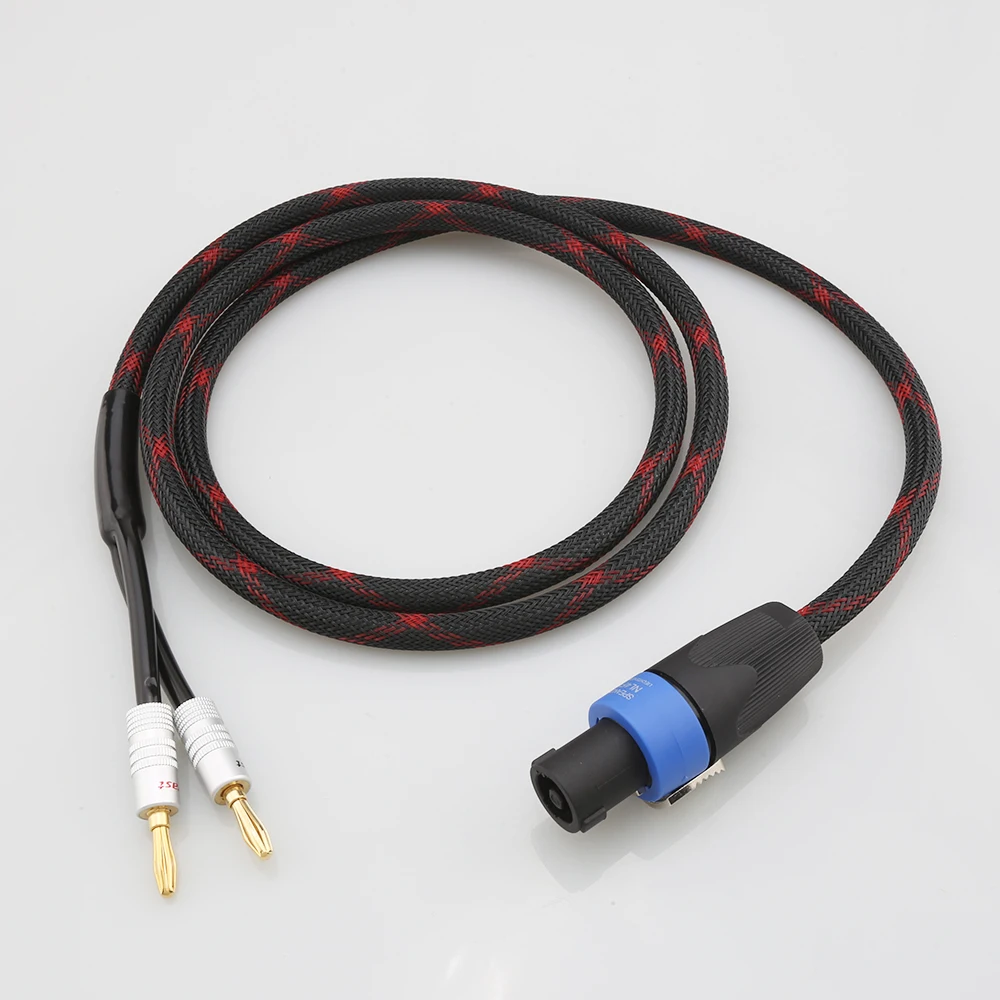 

Speaker Cable 4 Pin Speakon to Dual Banana Spade Y Plug for Stage Quality OFC Audio Cable 1M 2M 3M 5M 8M 10M 12M