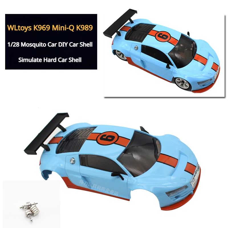 WLtoys K969 Mini-Q K989 RC Remote Control Drift Mosquito Car Parts Modified Car Shell 98 Wheelbase R8 Simulated Hard Car Shell