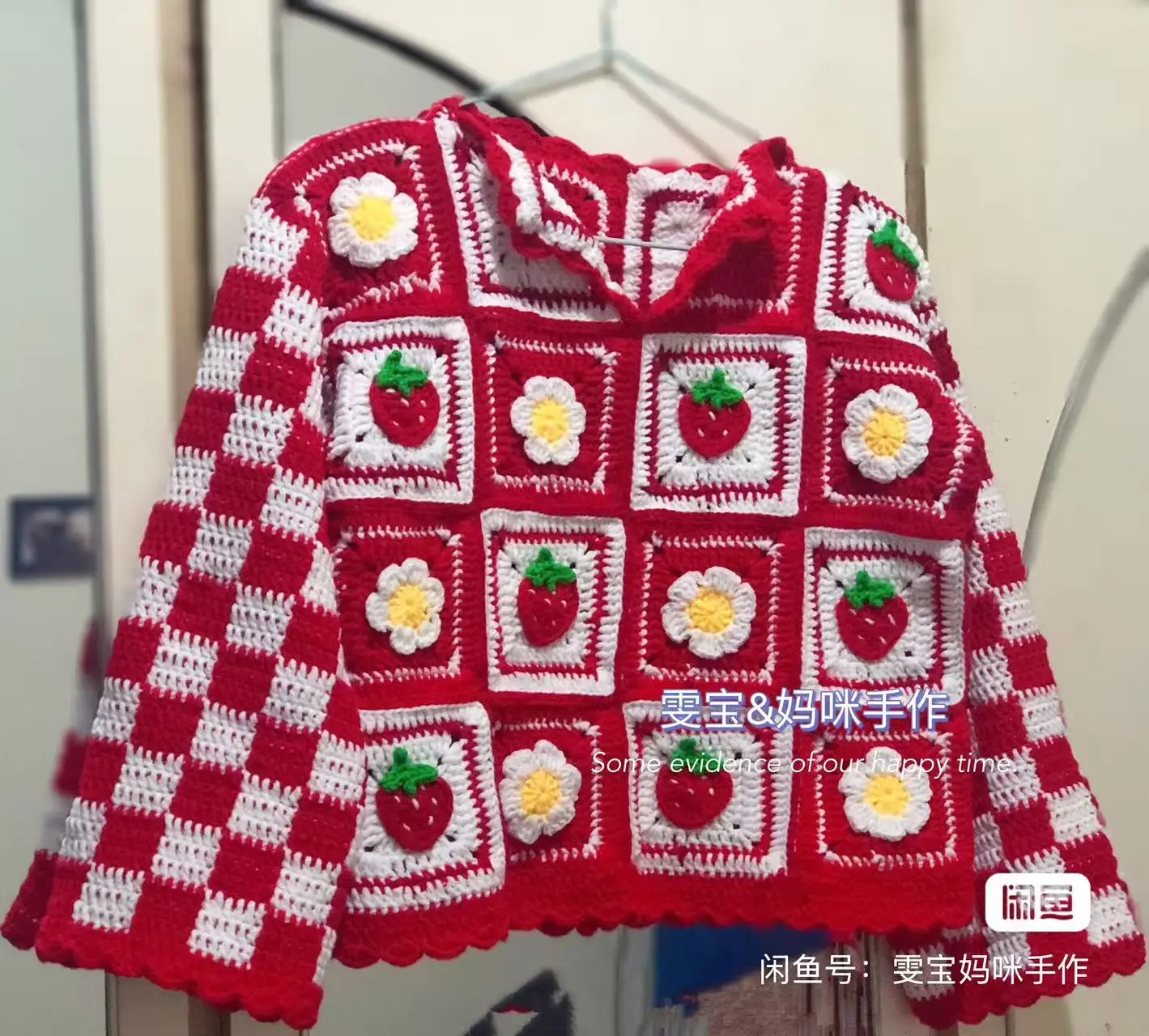 TIYIHAILEY Hand Made Coat Women Knitting Crochet Autumn Outerwear Full Sleeve Pullover Hand Made Loose Coat Sweaters Strawberry