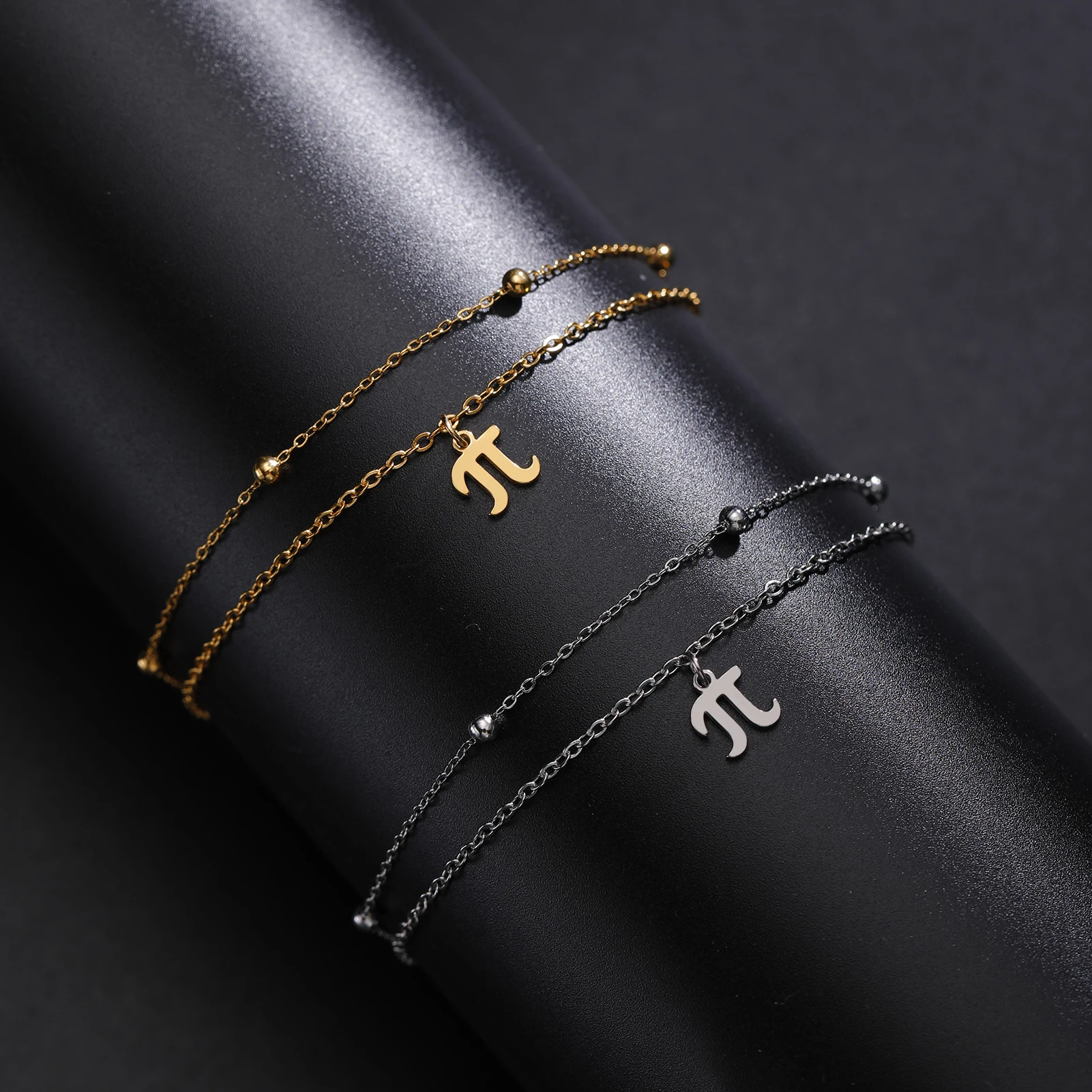 Greek Letter Alphabet Charm Bracelet Stainless Steel Math Symbol Pendant Gold Color Bracelets for Women Christmas Gift Wholesale