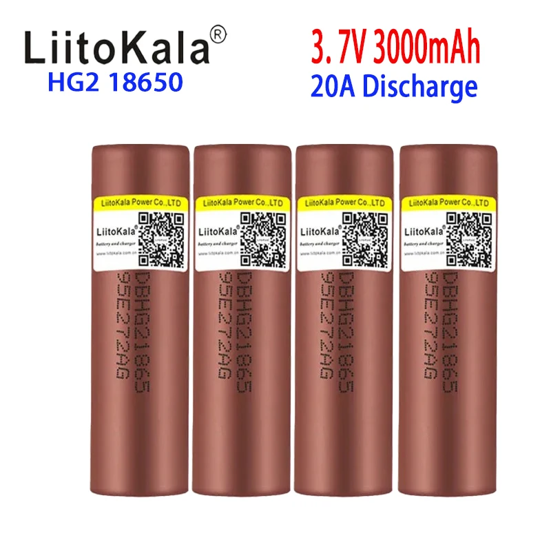 100% original LiitoKala 18650 battery, 3.7v 18650 HG2 3000mAh lithium-ion rechargeable battery, continuous discharge 30A