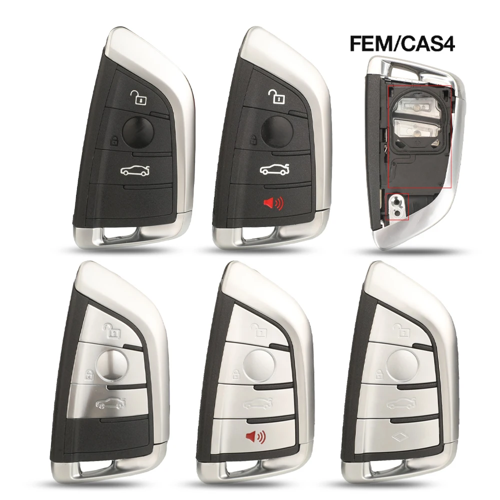 Jingyuqin Car Smart Remote Key Case Shell Fob 3/4 Buttons For BMW 7 Series X1 X5 X6 X5M X6M Cas4/FEM Replacement