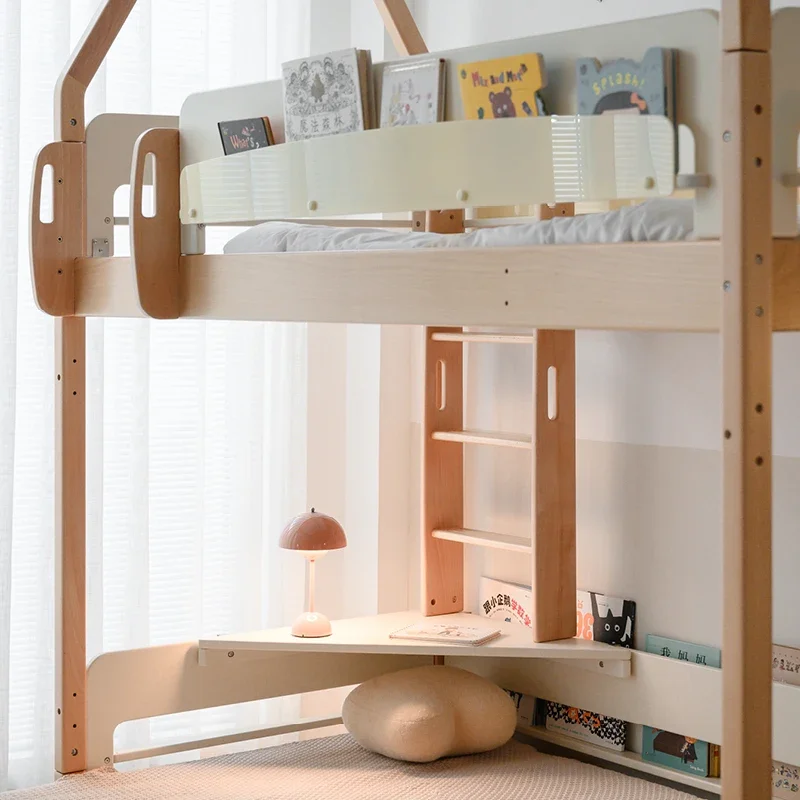 Cama Flying House versión emocional, litera, cama alta y baja, cama infantil y madre, multifunción de madera maciza para niños