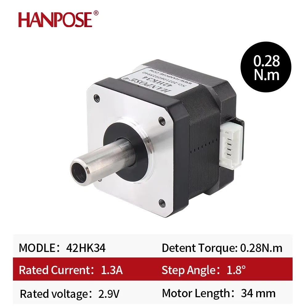 Nema 17 Stepper Motor 42BYGH34 1.3A 28N.CM 42HK34 Hollow Biaxial Motor 4-Lead For 3D Printer 42 Step Motor