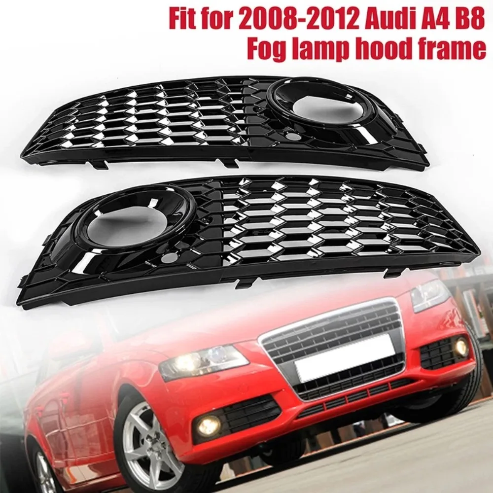 For AUDI A4 B8 RS4 2009-2012 Honeycomb Mesh Fog Light Vent Grille Intake Cover 8KD807682 8KD807681 Grill Parts