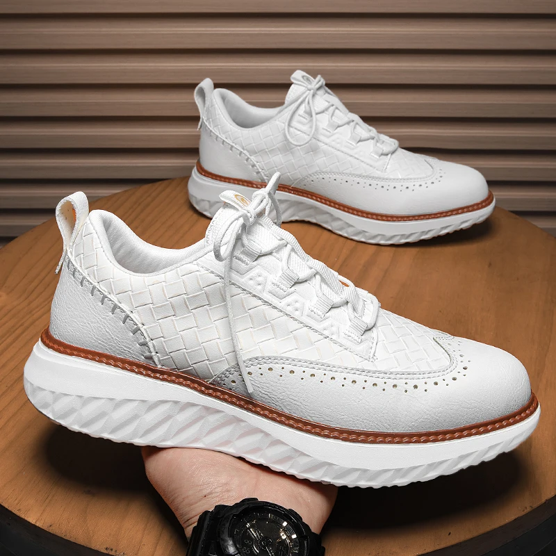 Thick Soles Mens Brogues British Style Leather Casual Shoes Plus Big Size 50 51 52 Italian Luxury Brand Designers Loafers