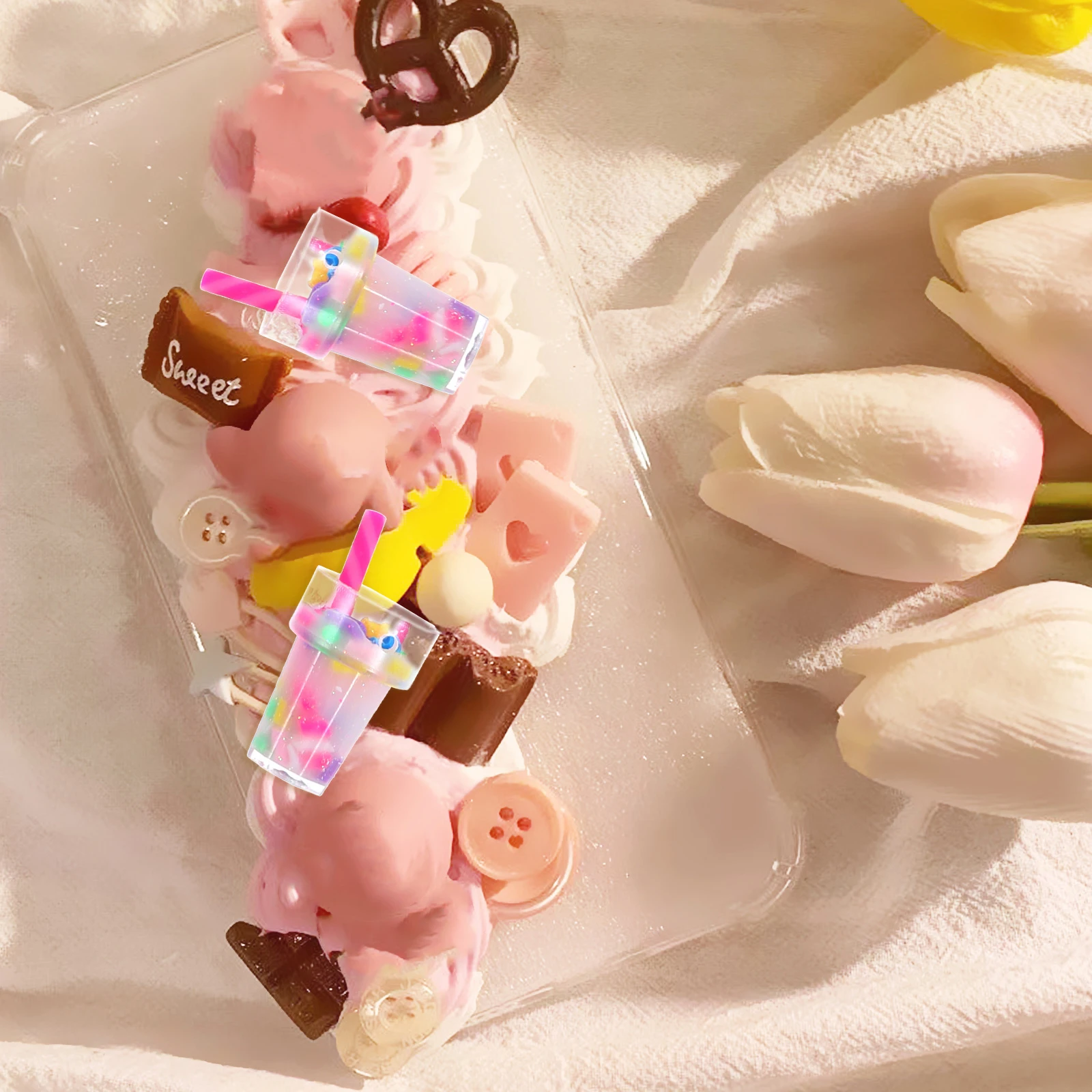 10 قطعة زجاجة شاي الحليب سحر الراتنج المعلقات الصغيرة DIY بها بنفسك الاكسسوارات الحرفية ل قلادة سوار القرط صنع الحليب الشاي سحر #1