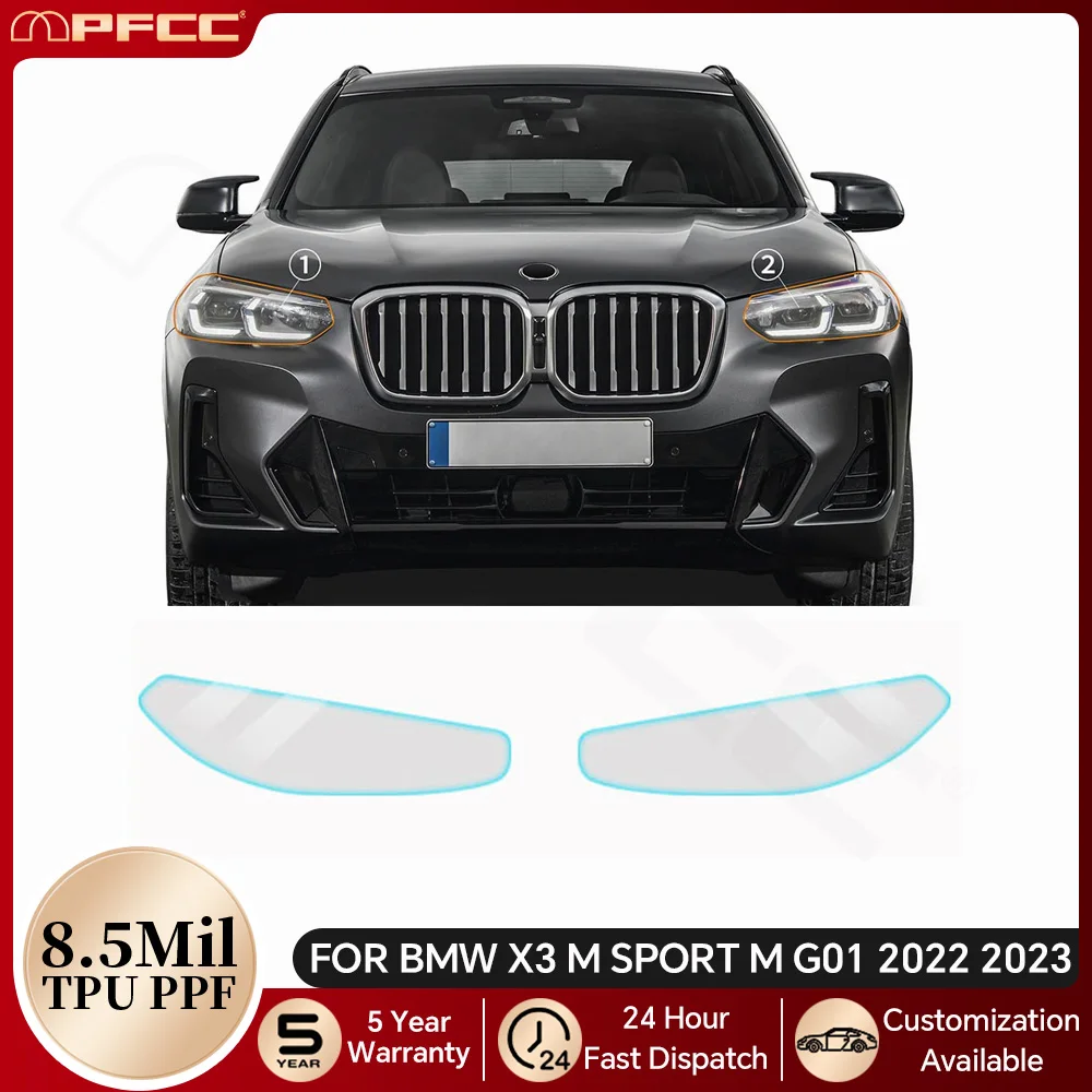 

For BMW X3 M SPORT M G01 2022 2023 Car Headlight Rearview TPU Paint Protection Film Pre-cut PPF Clear Bra Anti-scratch Resistant
