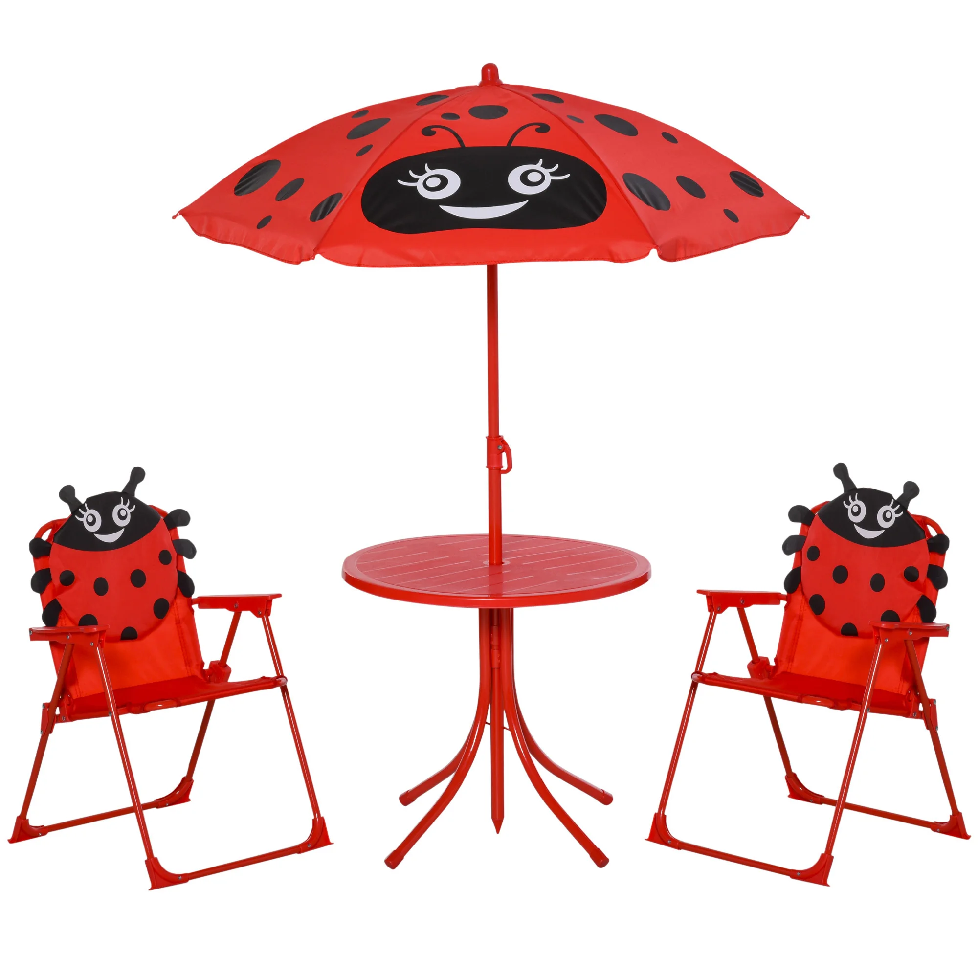Set Infantil Outsunny de Jardín: Mesa, Sillas Plegables y Sombrilla Ajustable 🌞